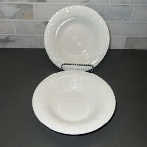 Vintage Totally Today Set/4 Soup Bowls White w/Embossed Dots/Fans Retired EUC